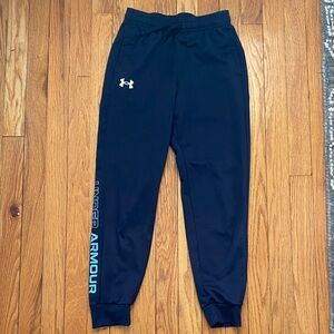 Under Armour Boys Navy Blue Jogger Sweatpants with Logo